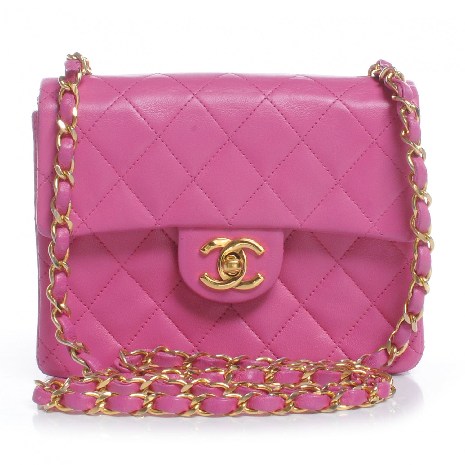 Chanel Lambskin Quilted Mini Flap Hot Pink 1 of 10