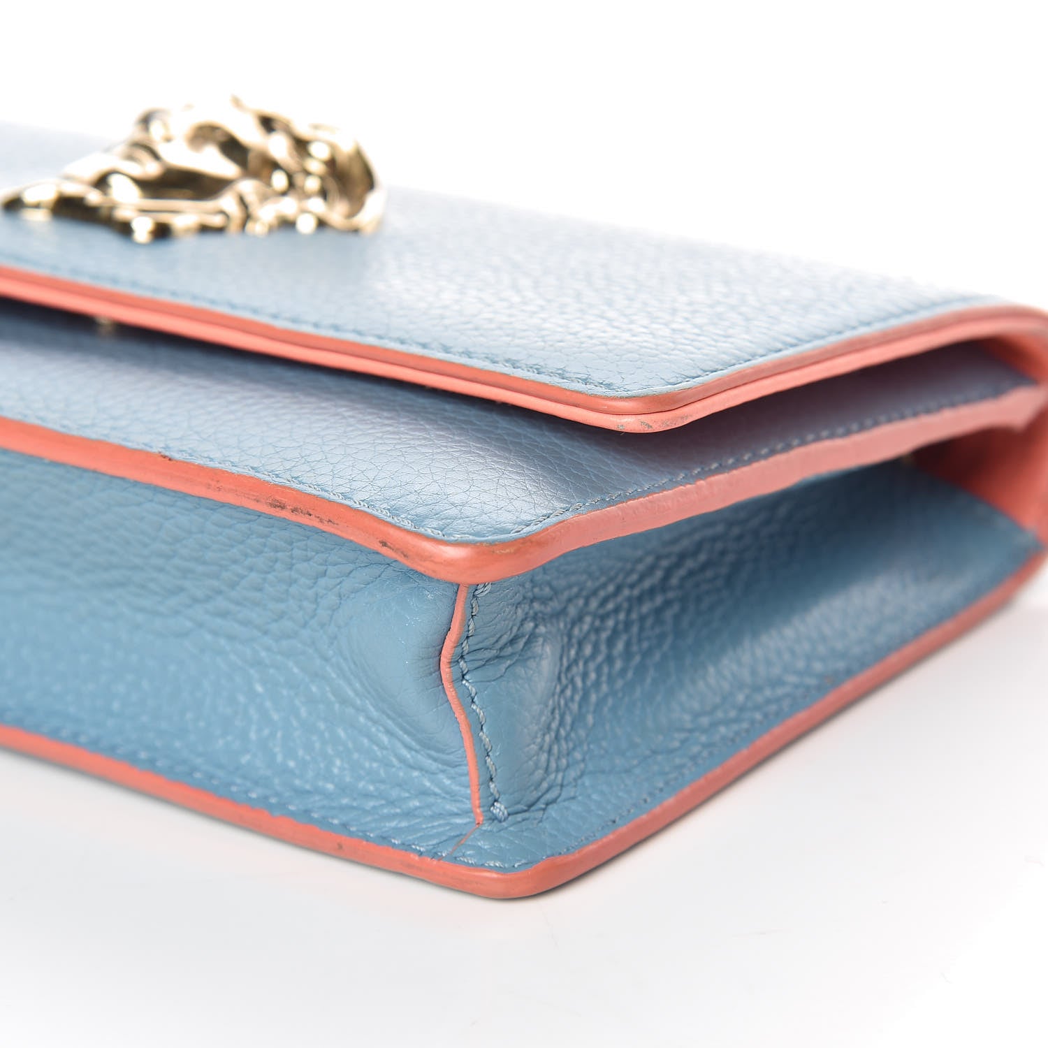 Versace Grained Calfskin Palazzo Chain Evening Bag Blue 6 of 13