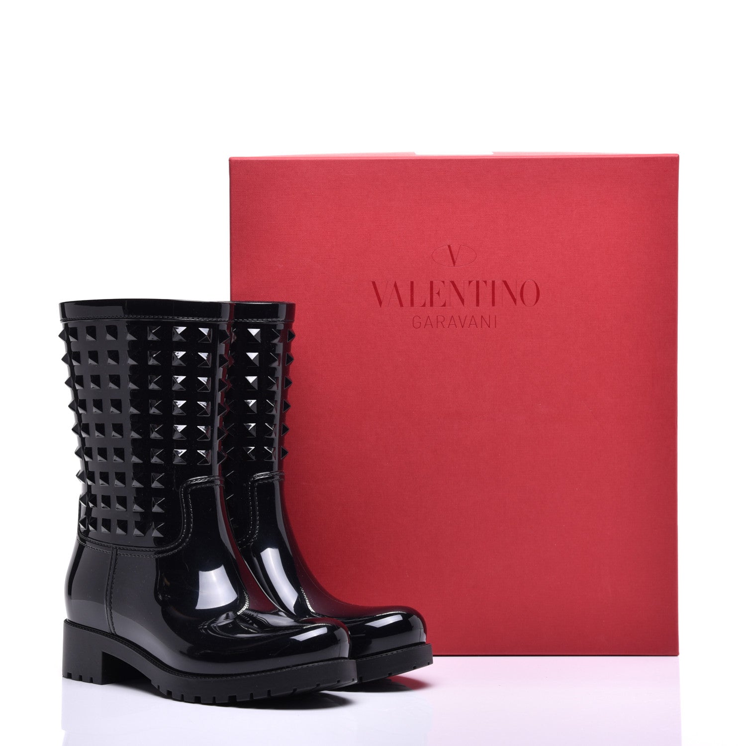 Valentino Garavani Rubber Rockstud Short Rainboots 37 Black 8 of 8