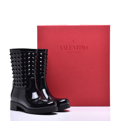 Valentino Garavani Rubber Rockstud Short Rainboots 37 Black 8 of 8