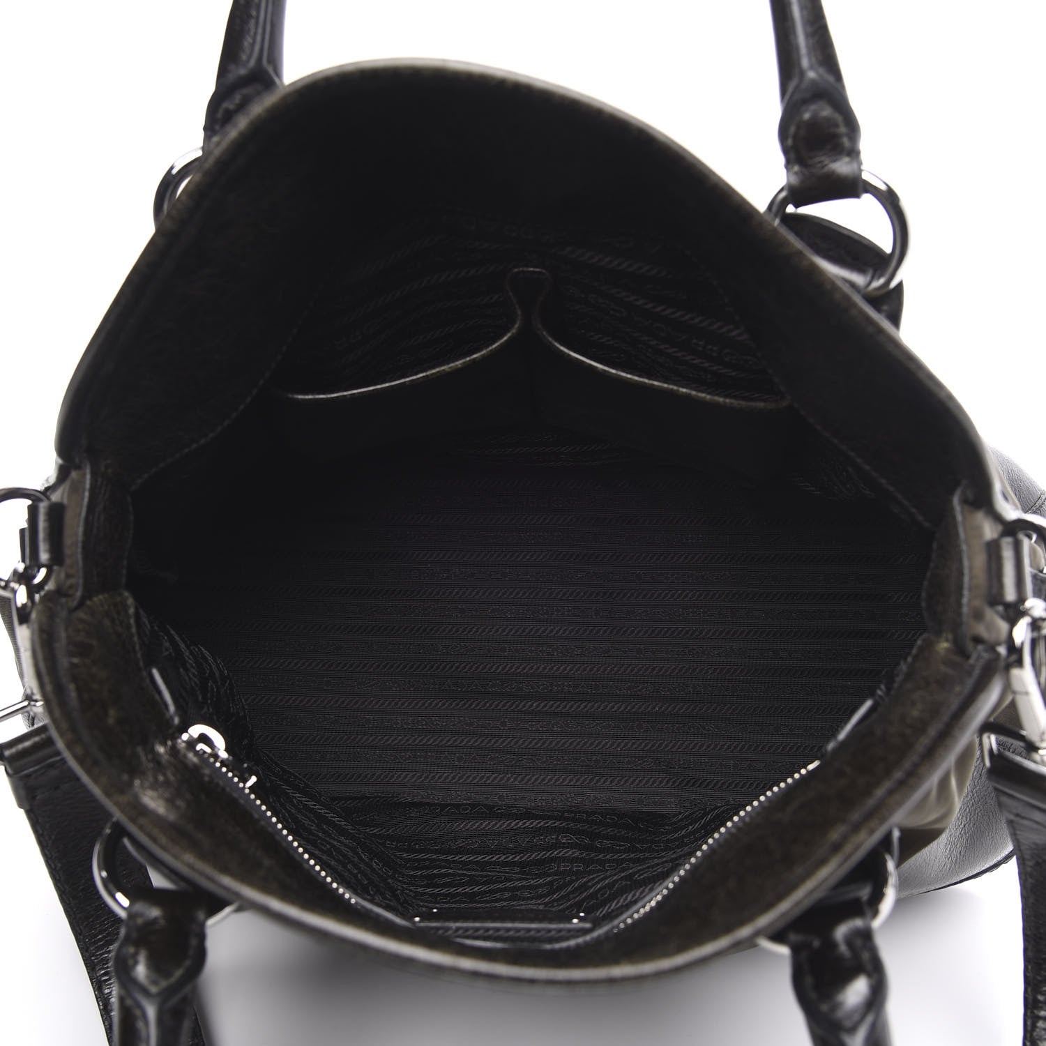 Prada Tessuto Nylon Vitello Shine Dome Satchel Mimetico 5 of 11