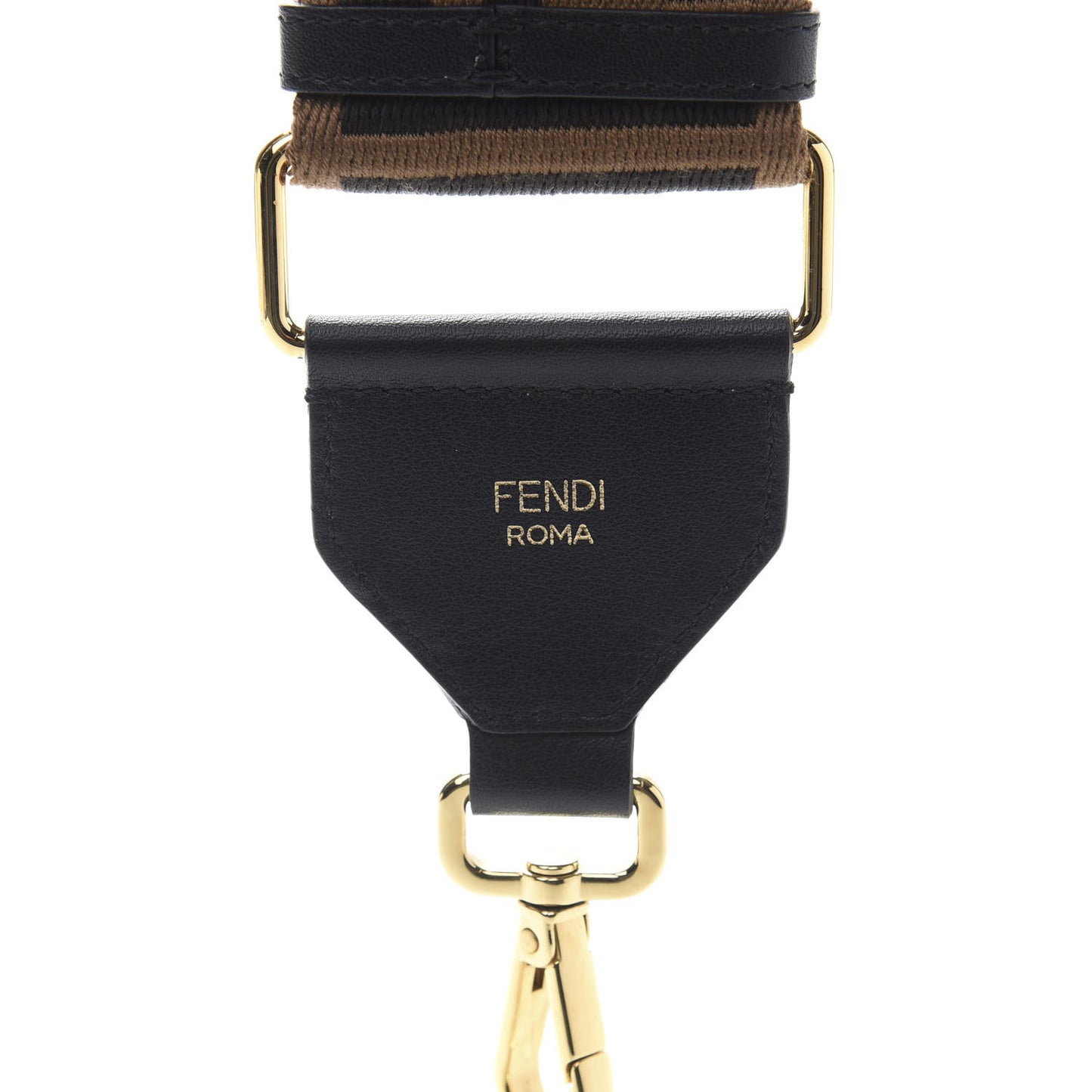 Ribbon Vitello Seta FF 1974 Adjustable Strap You Fango Marrone Black