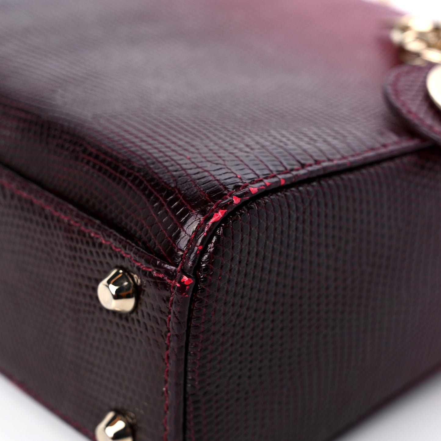 Lizard Gradient Mini Lady Dior Red