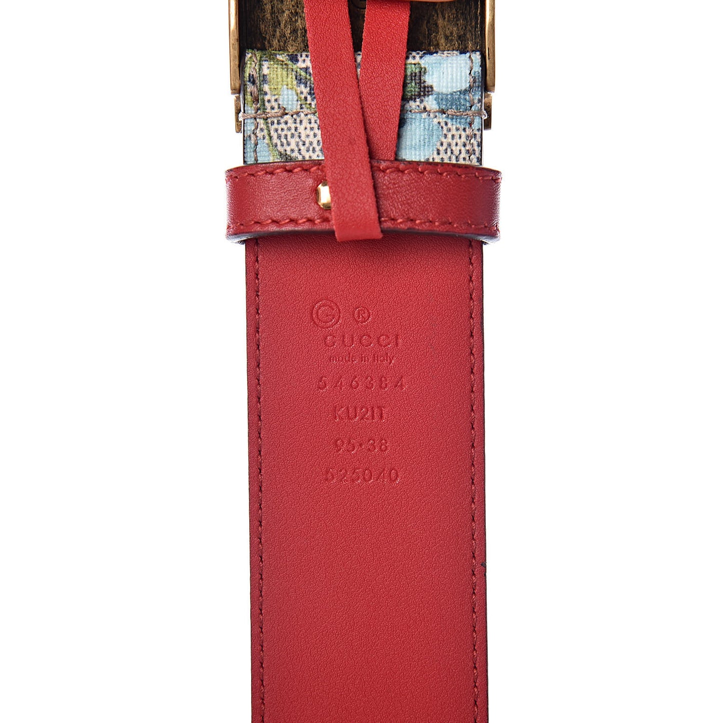 GG Plus Monogram Blooms Plaque Belt 95 38 Blue