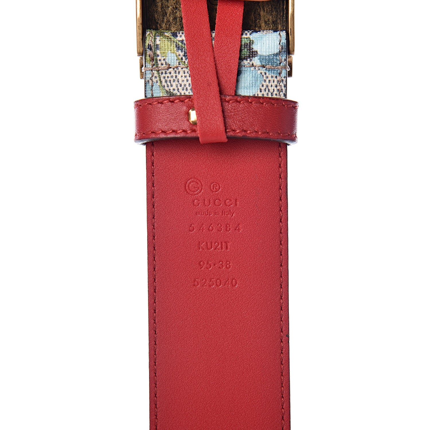 Gucci GG Plus Monogram Blooms Plaque Belt 95 38 Blue 4 of 6