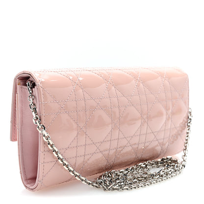 Christian Dior Patent Cannage Lady Dior Rendezvous Wallet On Chain Rose 3 of 9