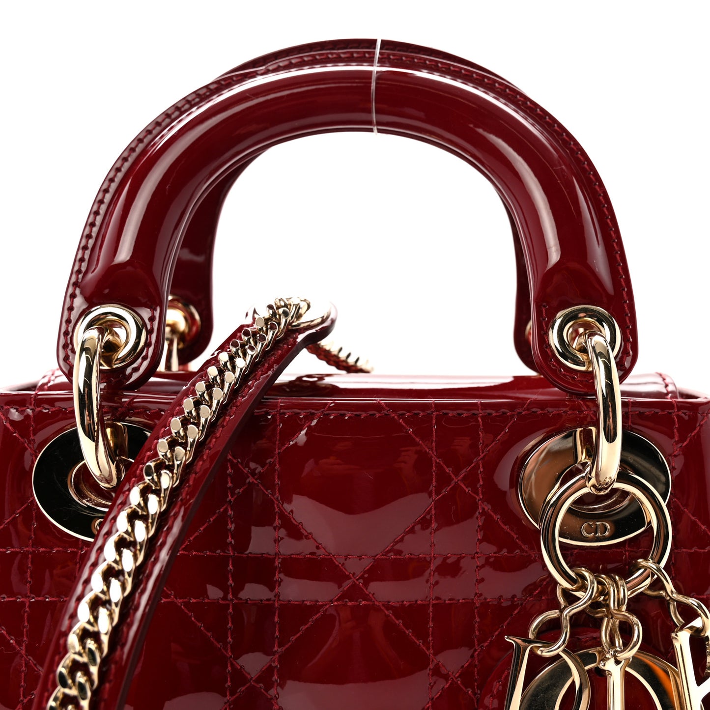 Patent Cannage Mini Lady Dior Red