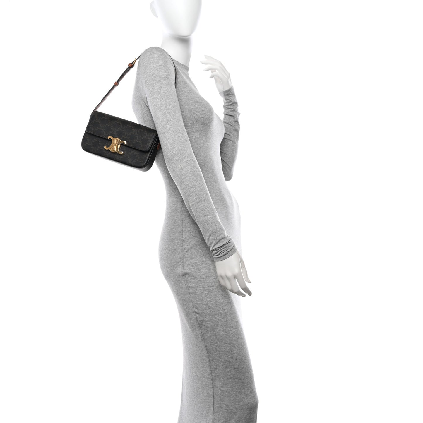 Triomphe Canvas Calfskin Ava Shoulder Bag Tan