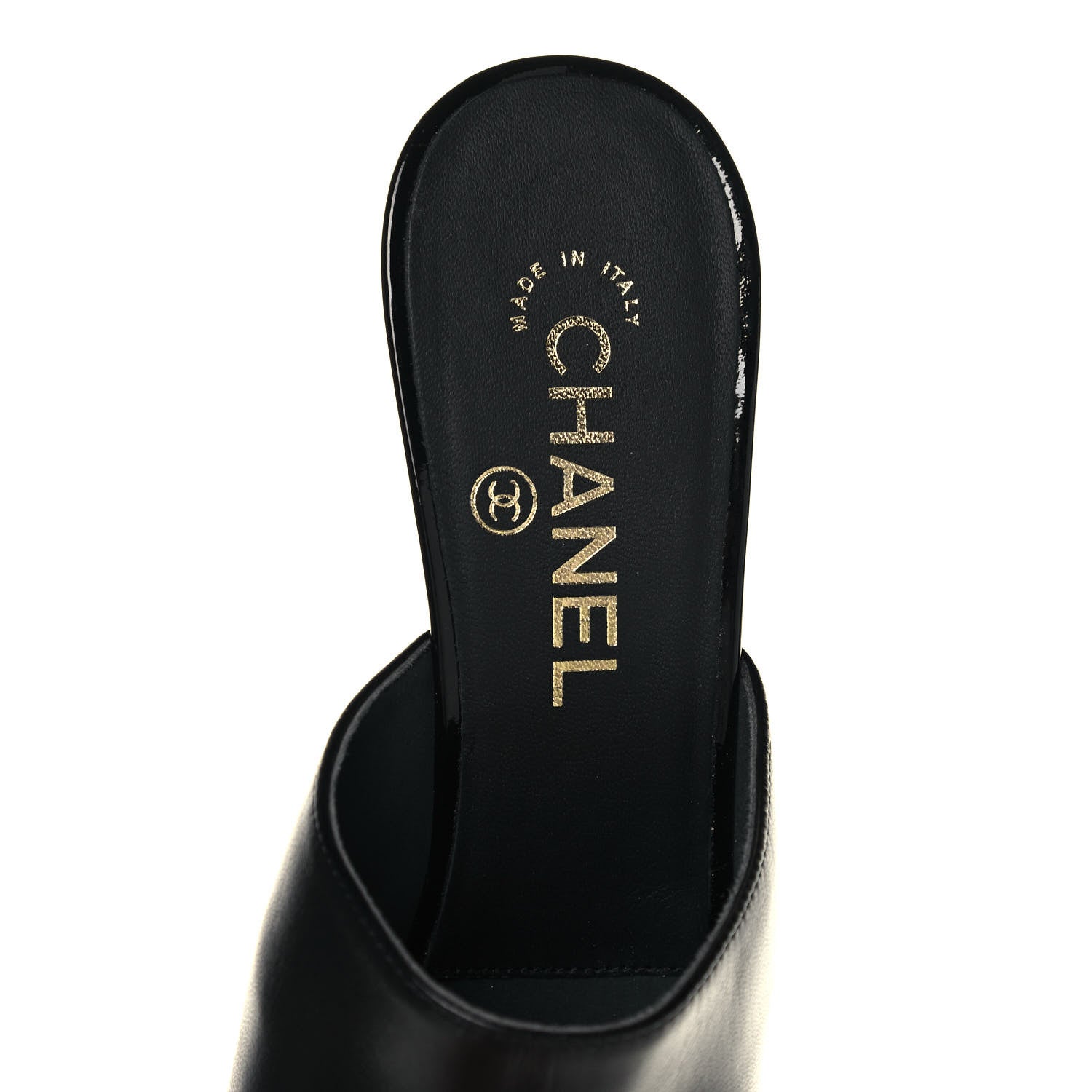 Chanel Lambskin Patent Cap Toe Pearl Mules 39.5 Black 7 of 10