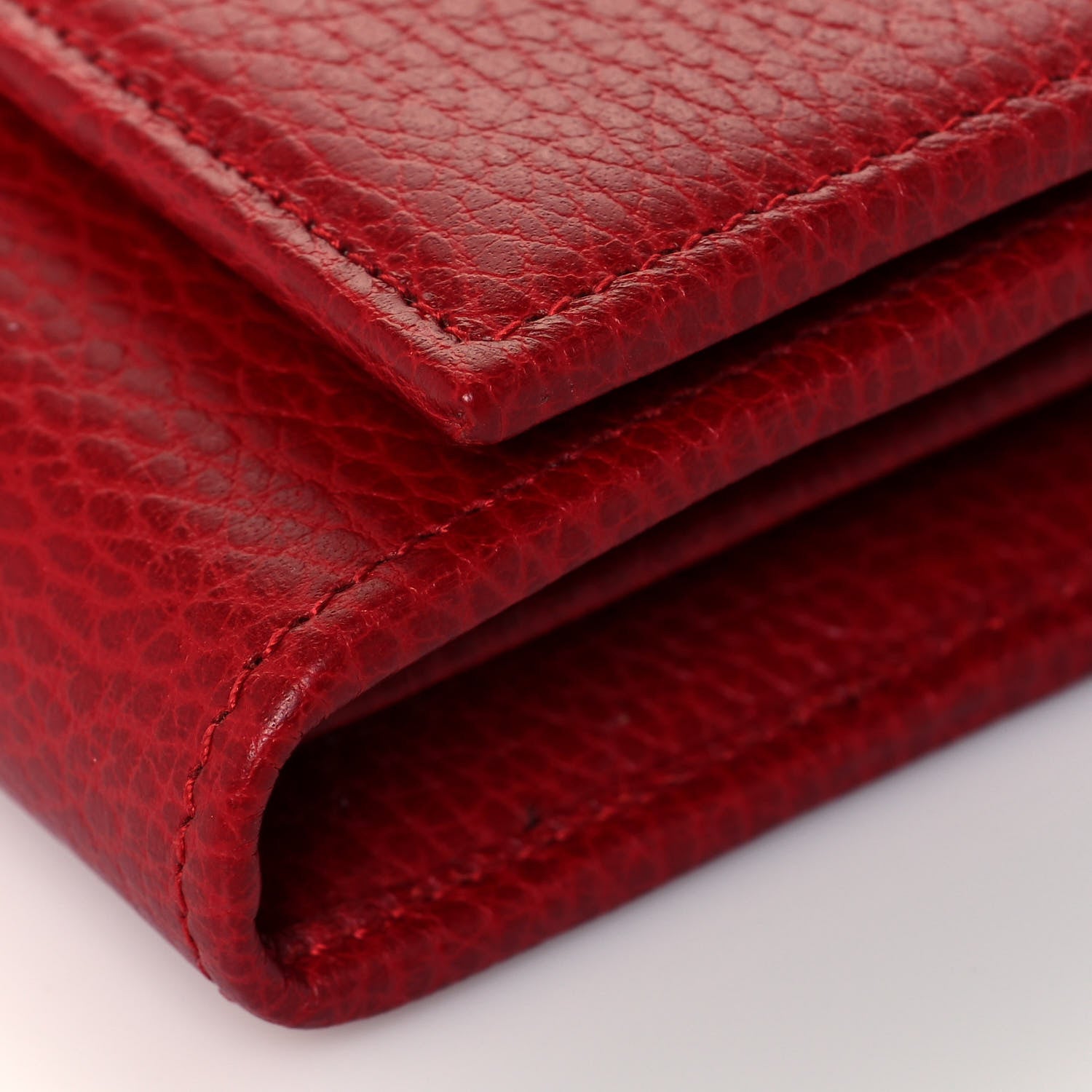 Gucci Dollar Calfskin Petite GG Marmont Wallet Chain Bag Hibiscus Red 9 of 13
