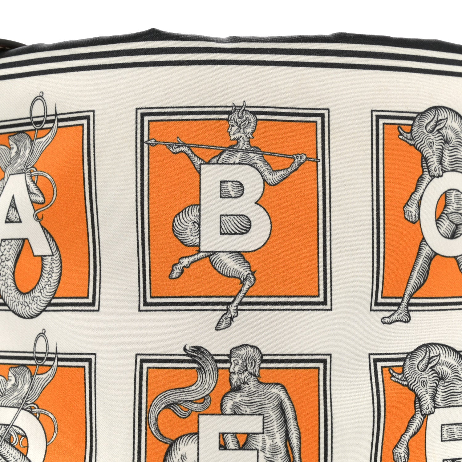 Burberry Satin Mythical Alphabet Drawstring Pouch Orange Black White 8 of 10