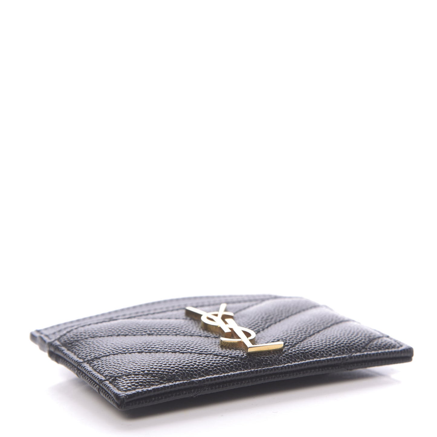 Grain De Poudre Matelasse Chevron Monogram Credit Card Case Black