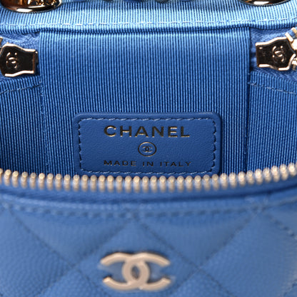 Chanel Caviar Quilted Small Vertical Coco Beauty Vanity Case With Chain Blue 3 of 8