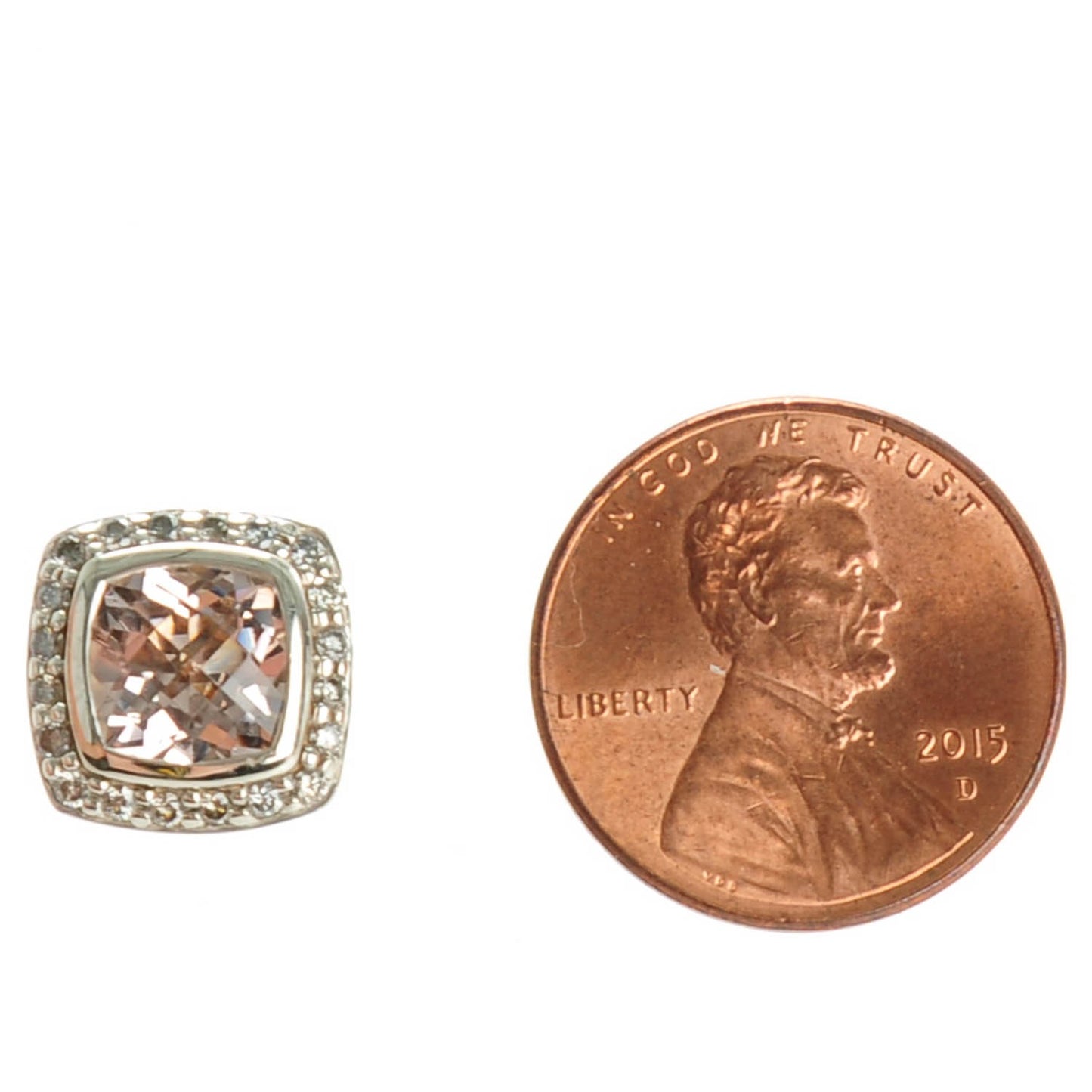 Sterling Silver Diamond Morganite 7mm Petite Albion Earrings