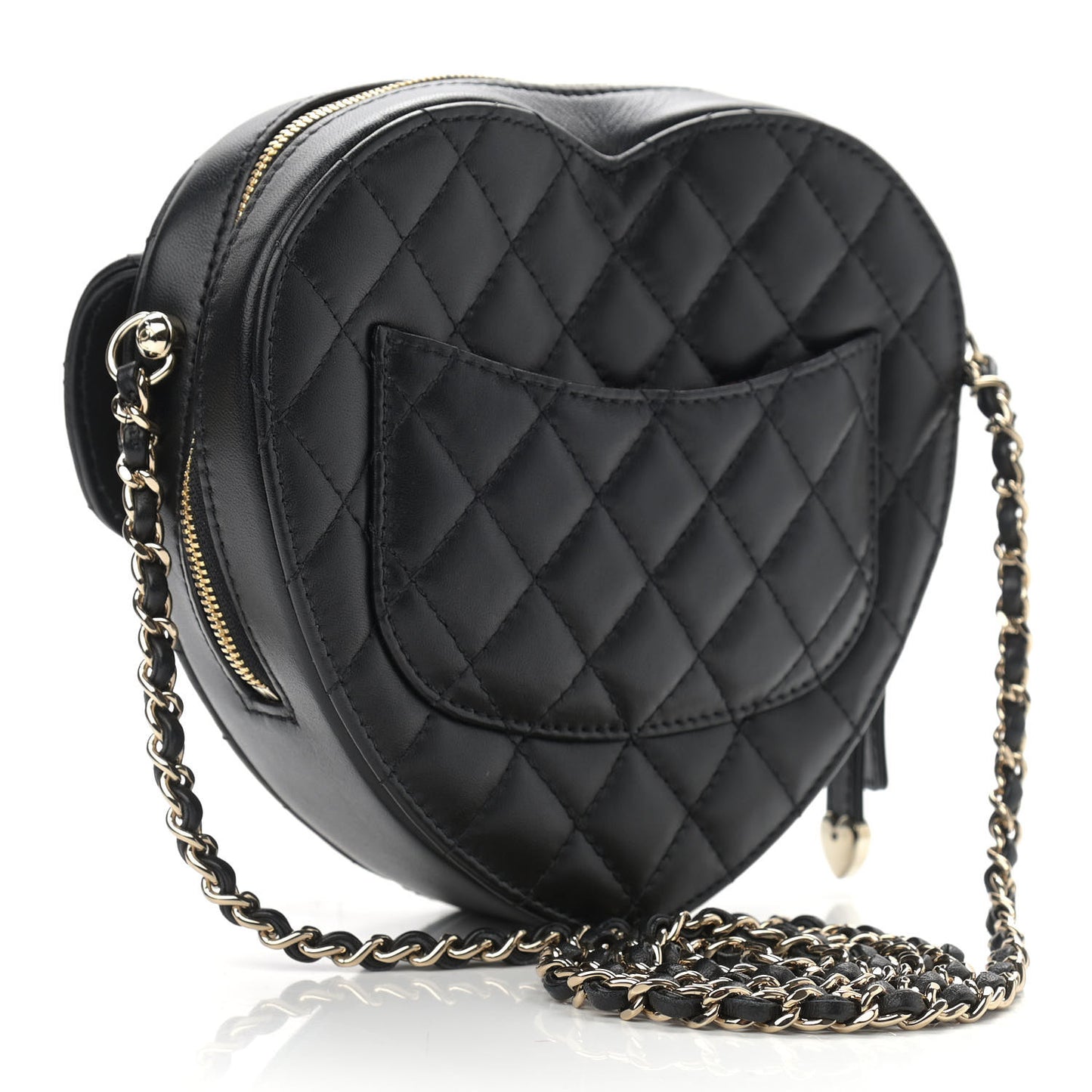 Lambskin Quilted CC In Love Heart Bag Black