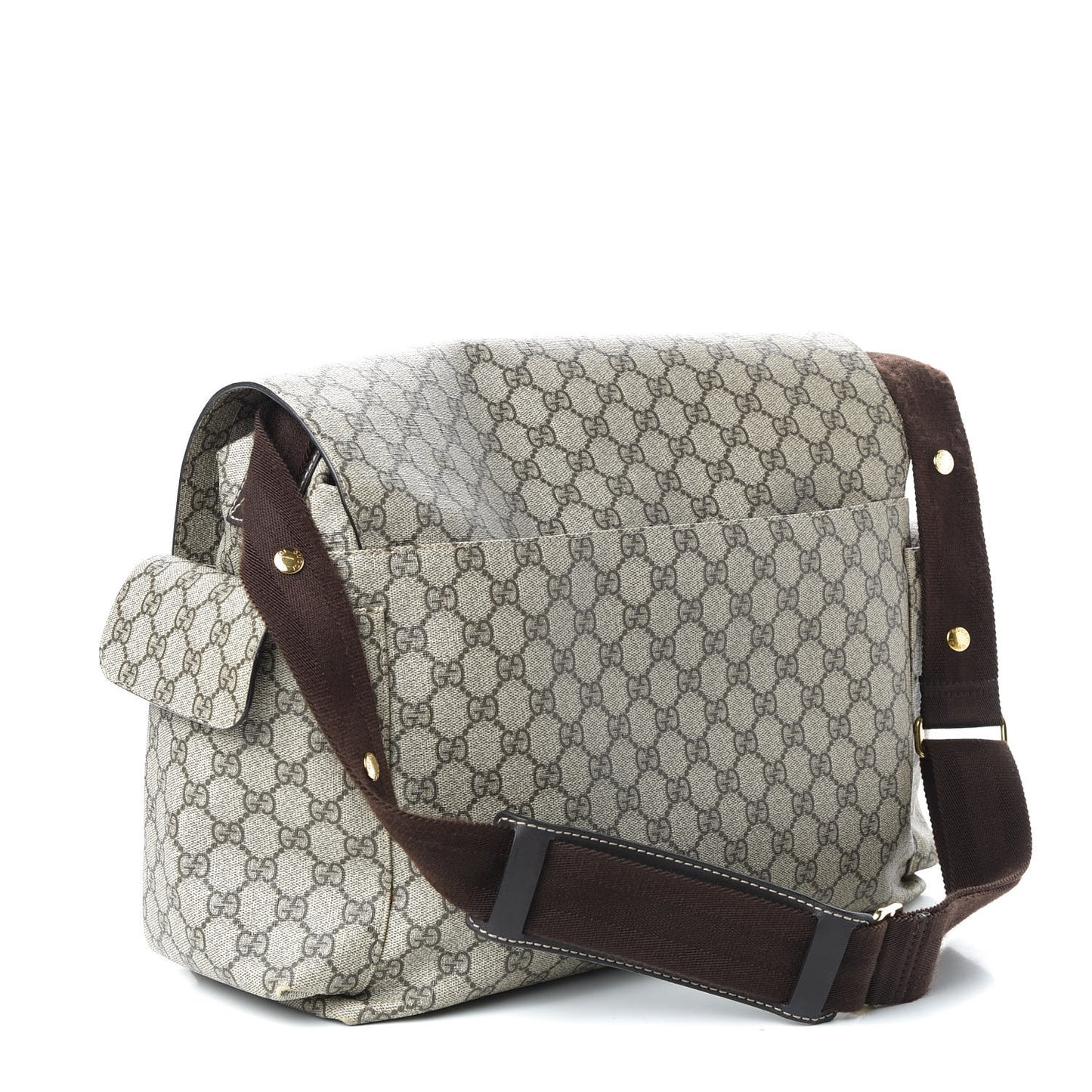 GG Plus Monogram Messenger Diaper Bag Dark Brown