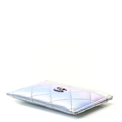 Chanel Gradient Metallic Calfskin Quilted Card Holder Silver Blue Yellow Purple 5 of 8