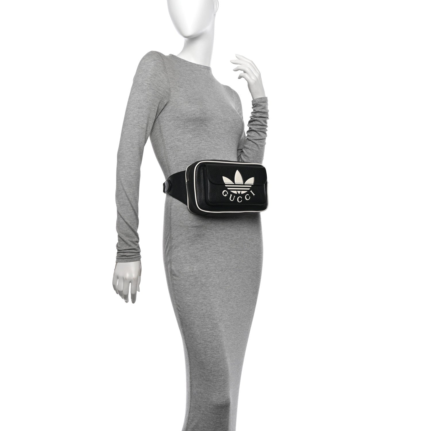 Gucci X ADIDAS Textured Dollar Calfskin Belt Bag Black 2 of 10