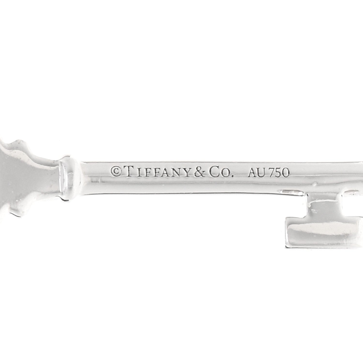 Tiffany 18K White Gold Diamond Floral Key Pendant Necklace 4 of 5