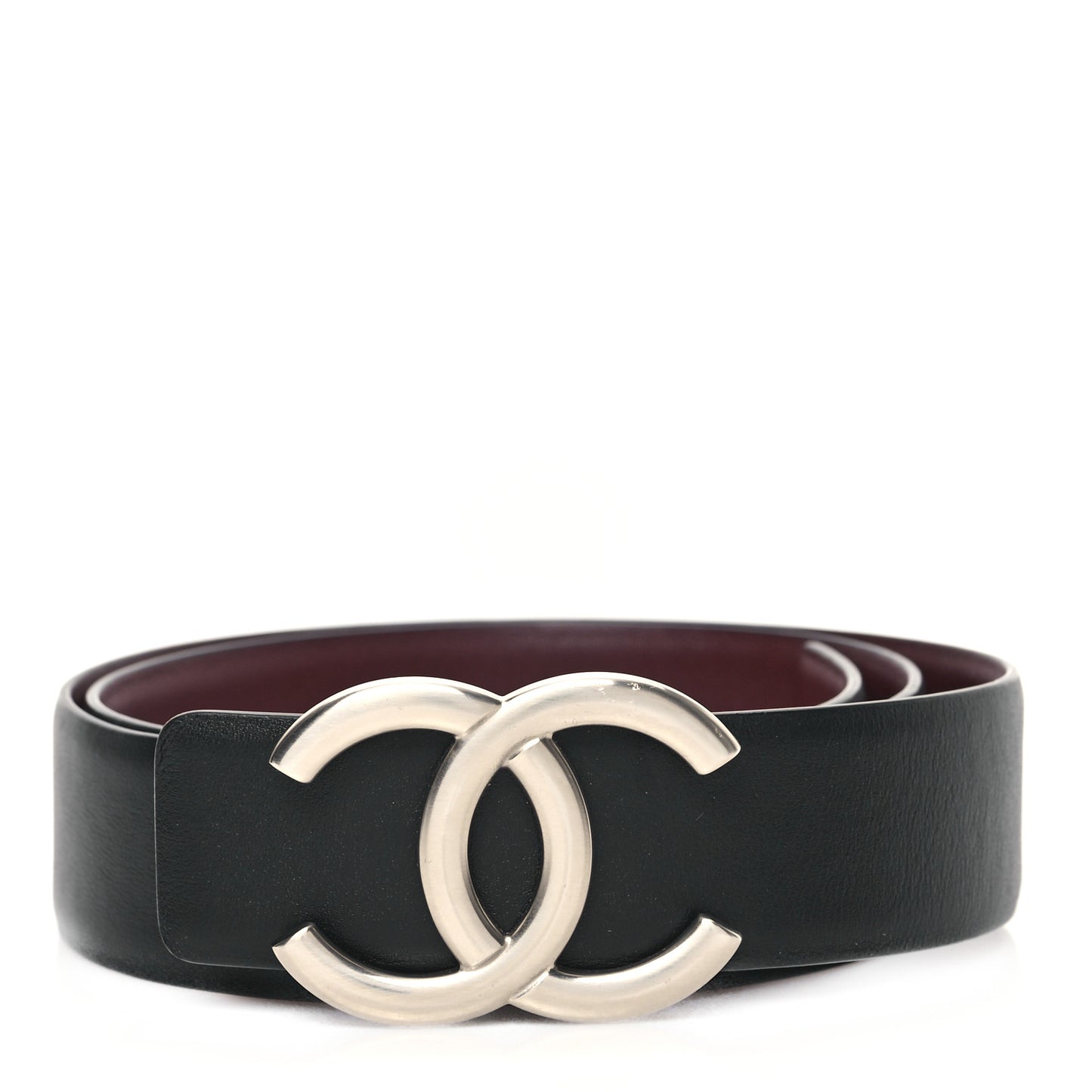 Calfskin CC Reversible Belt 70 Black Burgundy