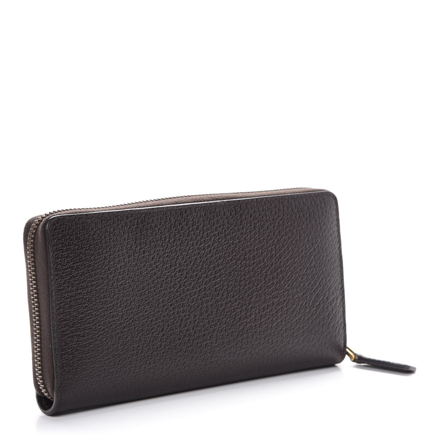 Dollar Calfskin Boar Effect GG Marmont Zip Around Wallet Dark Cocoa