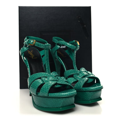 Saint Laurent Snakeskin Tribute 105 Platform Sandals 40.5 Emeraude 9 of 9