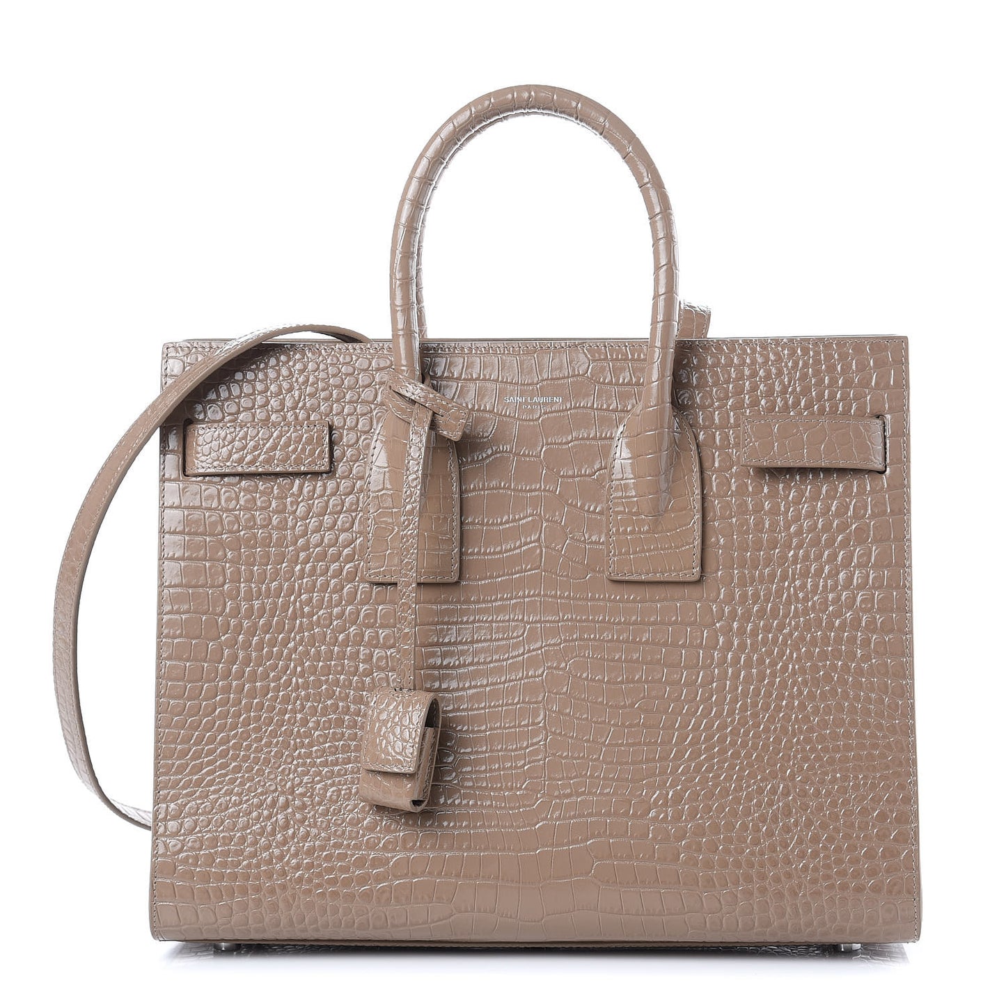 Calfskin Crocodile Embossed Small Sac de Jour Brown