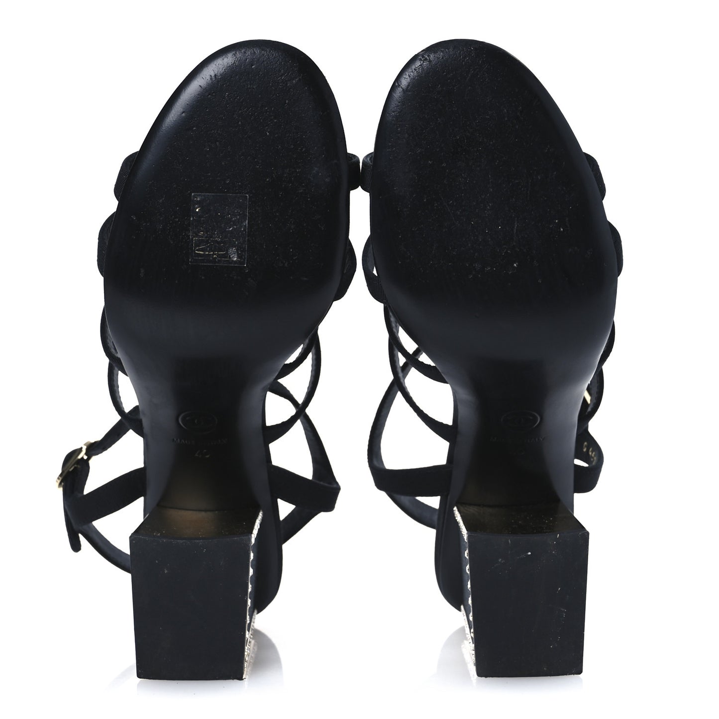 Grosgrain Crystal CC Sandals 40 Black