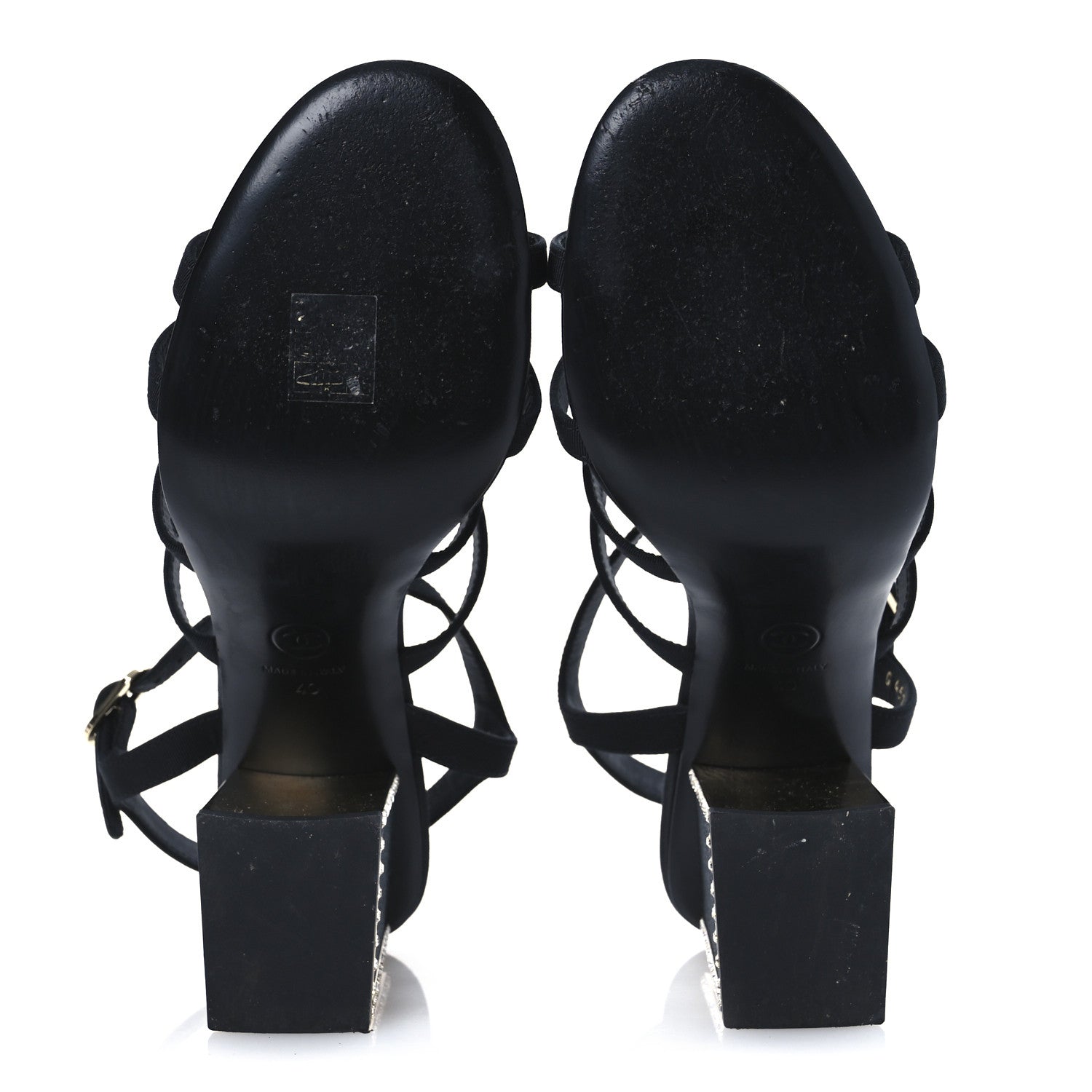 Chanel Grosgrain Crystal CC Sandals 40 Black 7 of 10