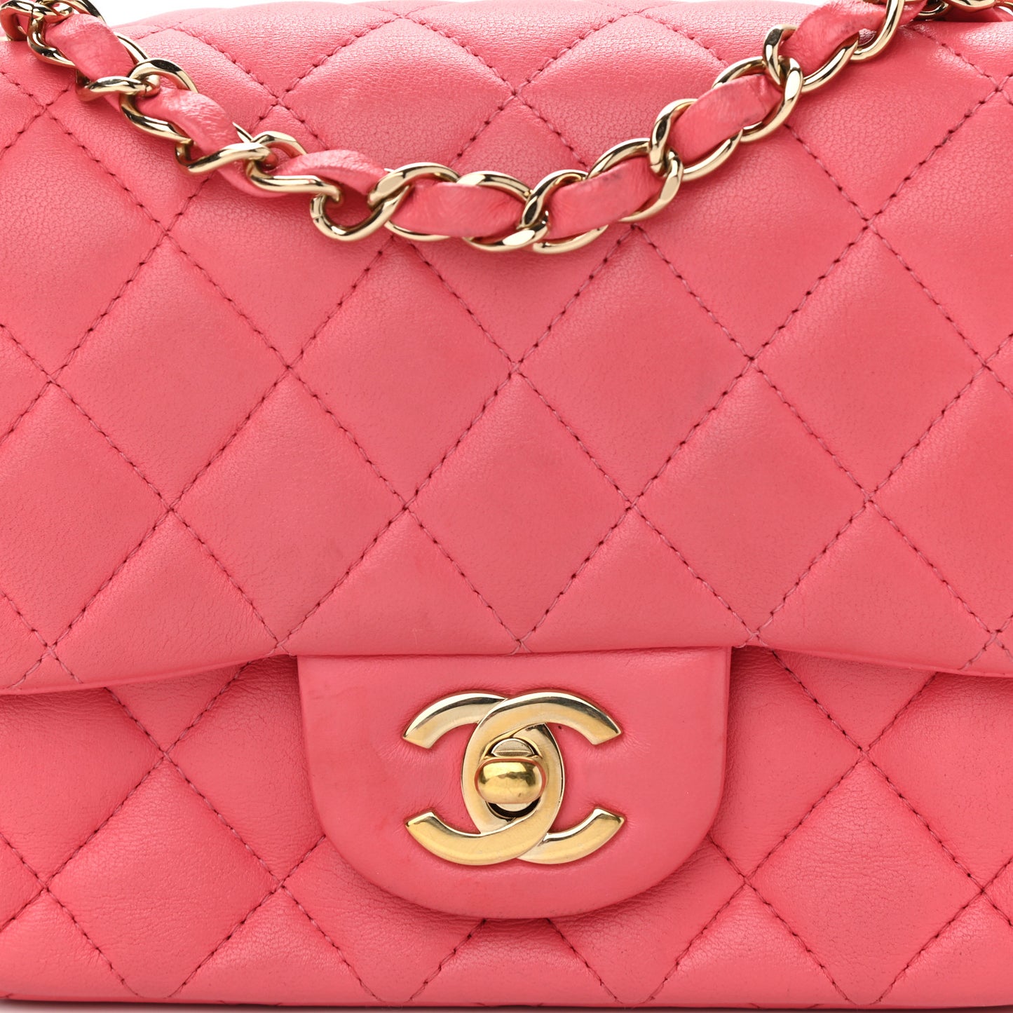 Lambskin Quilted Mini Square Flap Pink