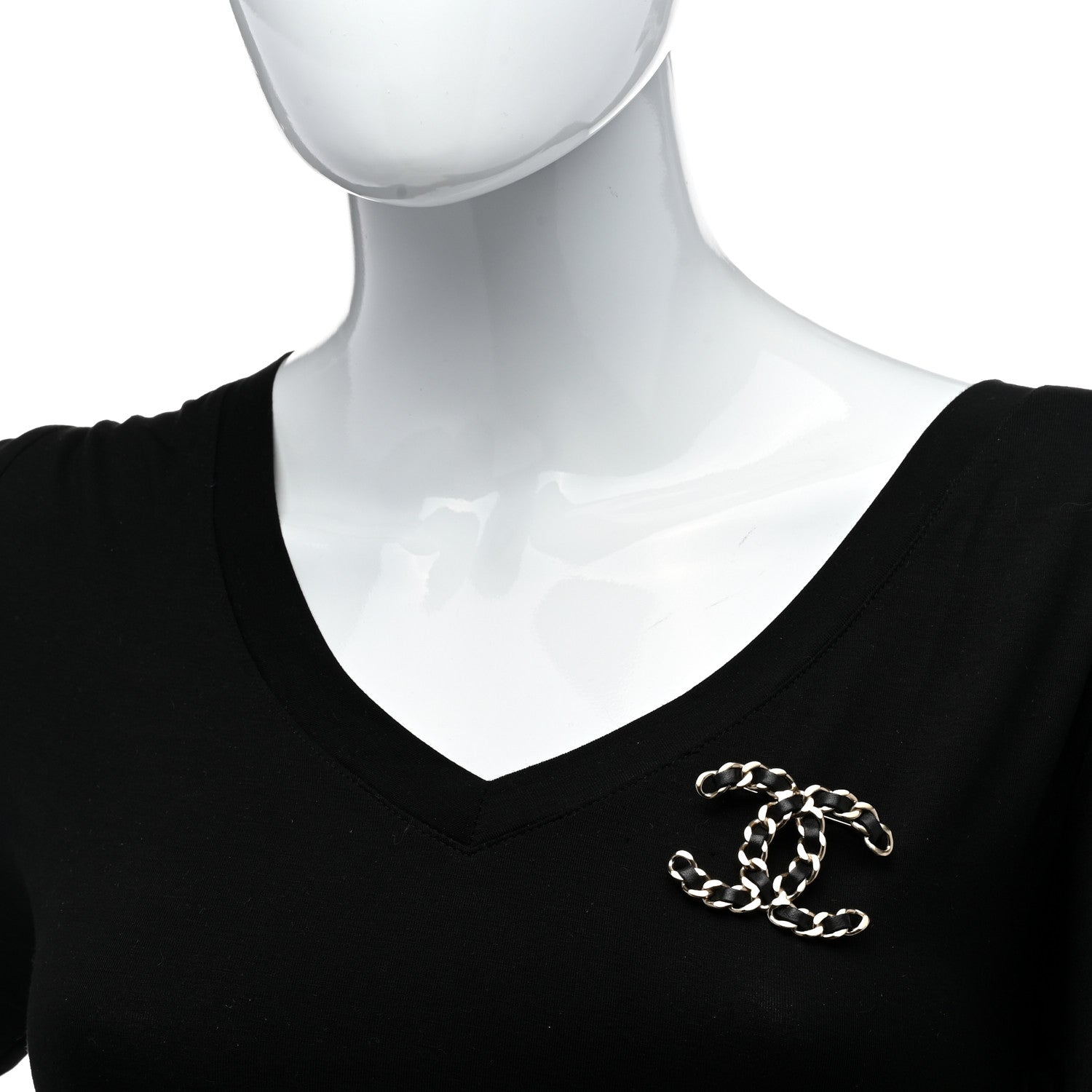 Chanel Lambskin Chain CC Brooch Black Gold 2 of 5