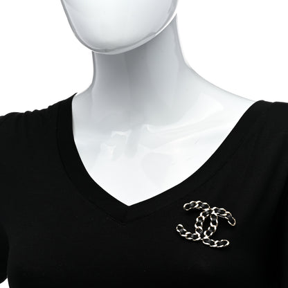 Chanel Lambskin Chain CC Brooch Black Gold 2 of 5