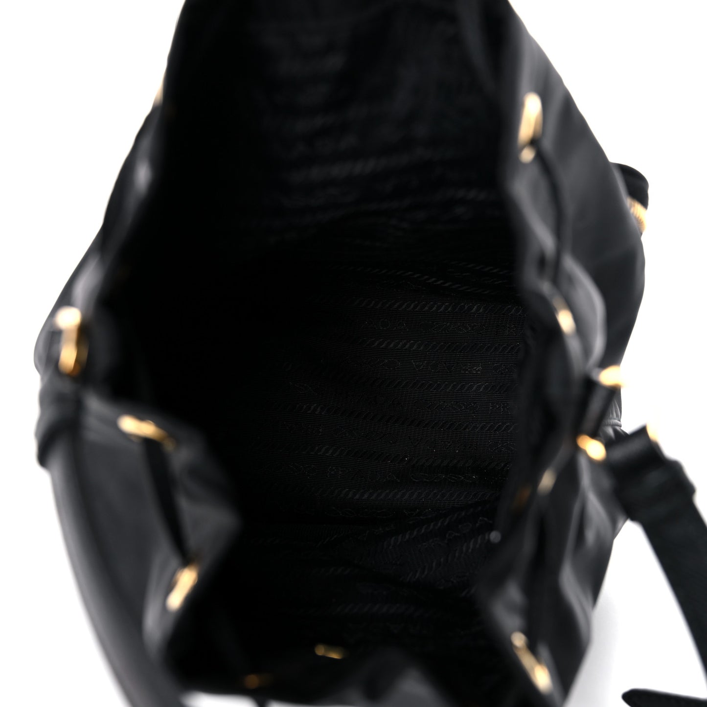Saffiano Tessuto Nylon Mini Bucket Crossbody Bag Black