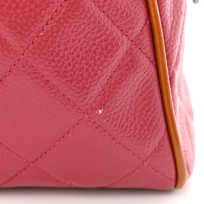Chanel Caviar Patent Quilted Large Bowler Bag Red 11 of 13