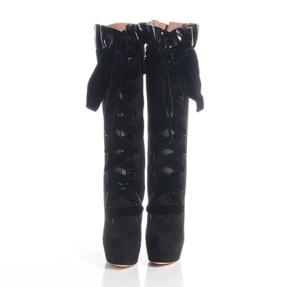 Louis Vuitton Suede Patent Leather Cancan High Boots Black 41 2 of 7
