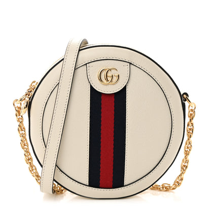 Gucci Textured Calfskin Web Mini Ophidia Round Shoulder Bag Mystic White 1 of 12