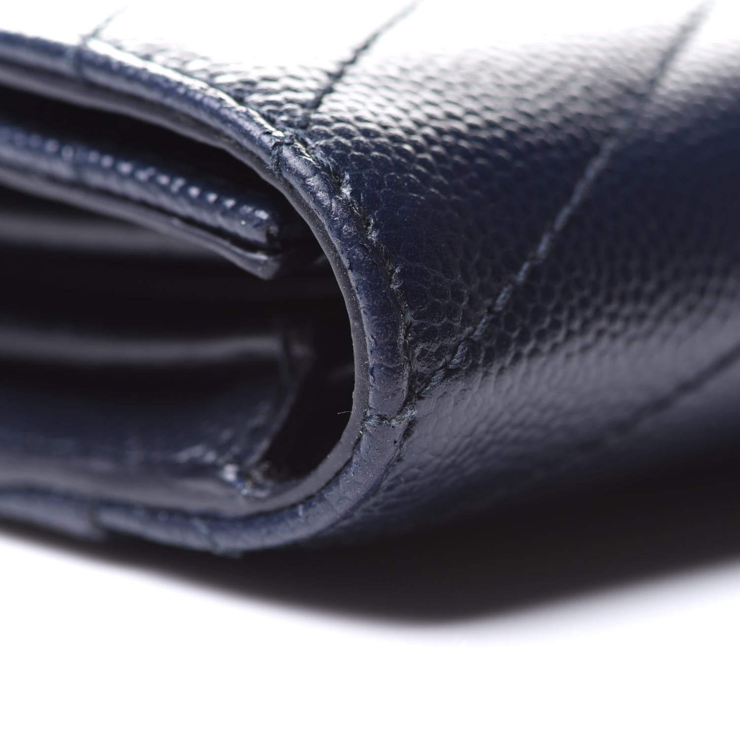 Saint Laurent Grain De Poudre Matelasse Chevron Small Monogram Envelope Wallet Deep Marine 9 of 12