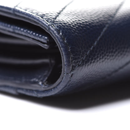 Saint Laurent Grain De Poudre Matelasse Chevron Small Monogram Envelope Wallet Deep Marine 9 of 12