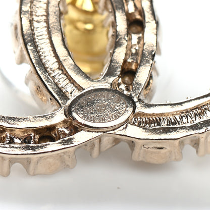 Chanel Crystal Pearl CC Dazzling Domino Earrings Gold 4 of 4