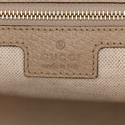 Gucci GG Supreme Monogram Textured Dollar Calfskin Web Medium Ophidia Shopping Tote Beige Mystic White Oatmeal 6 of 10