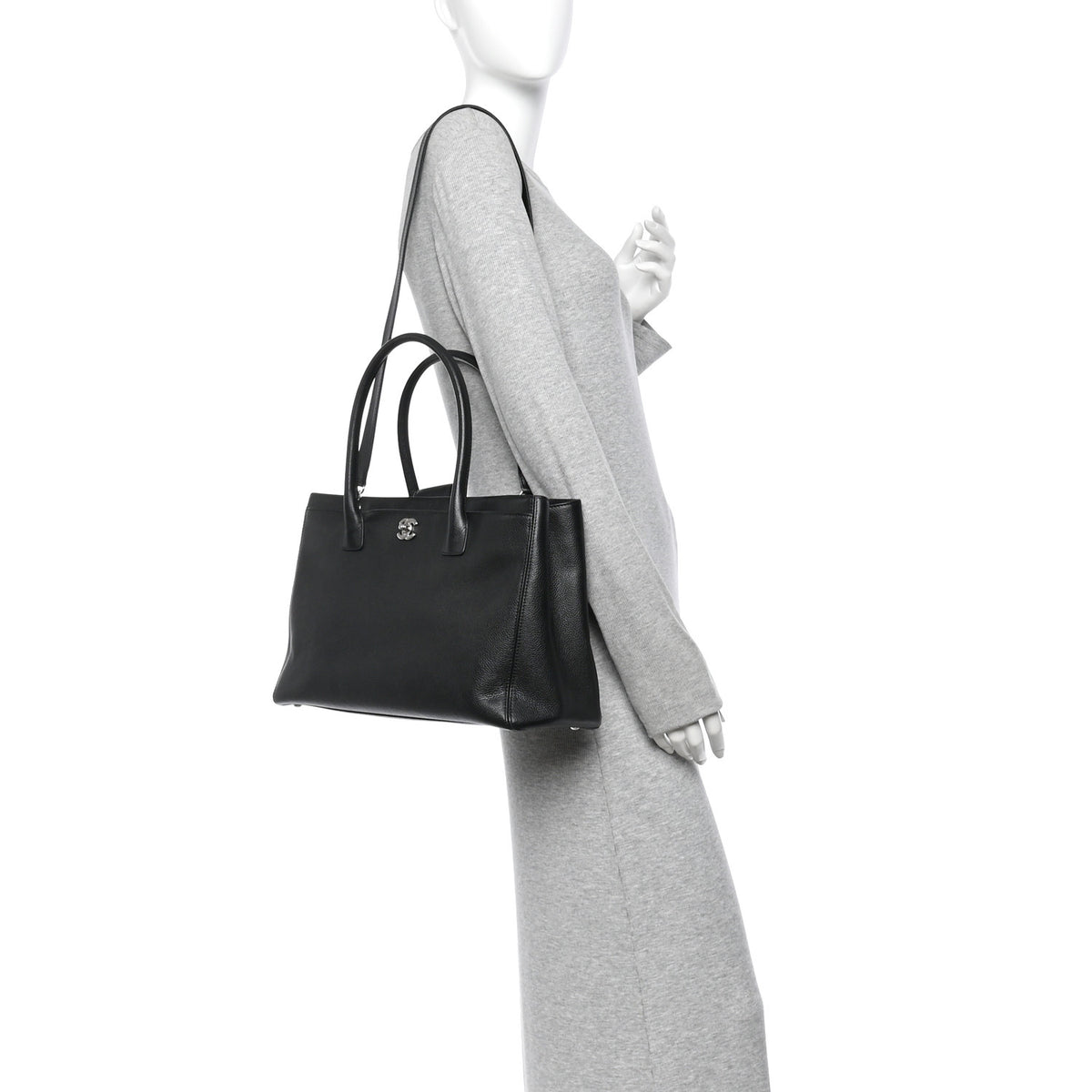 Calfskin Cerf Executive Shopper Tote Black