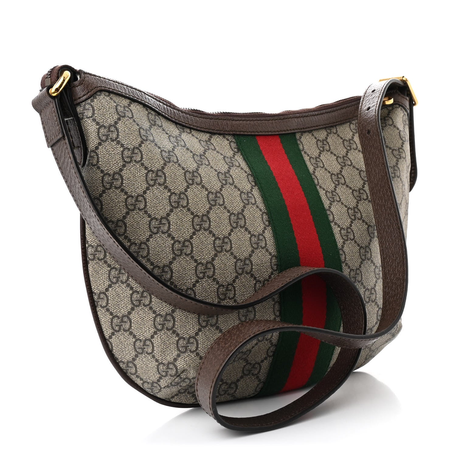 Gucci GG Supreme Monogram Web Small Ophidia Half Moon Hobo Brown 3 of 10