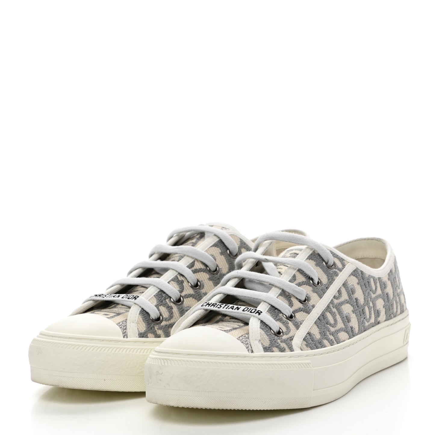 Canvas Oblique Walk'N'Dior Low Top Sneakers 39 Grey Stone