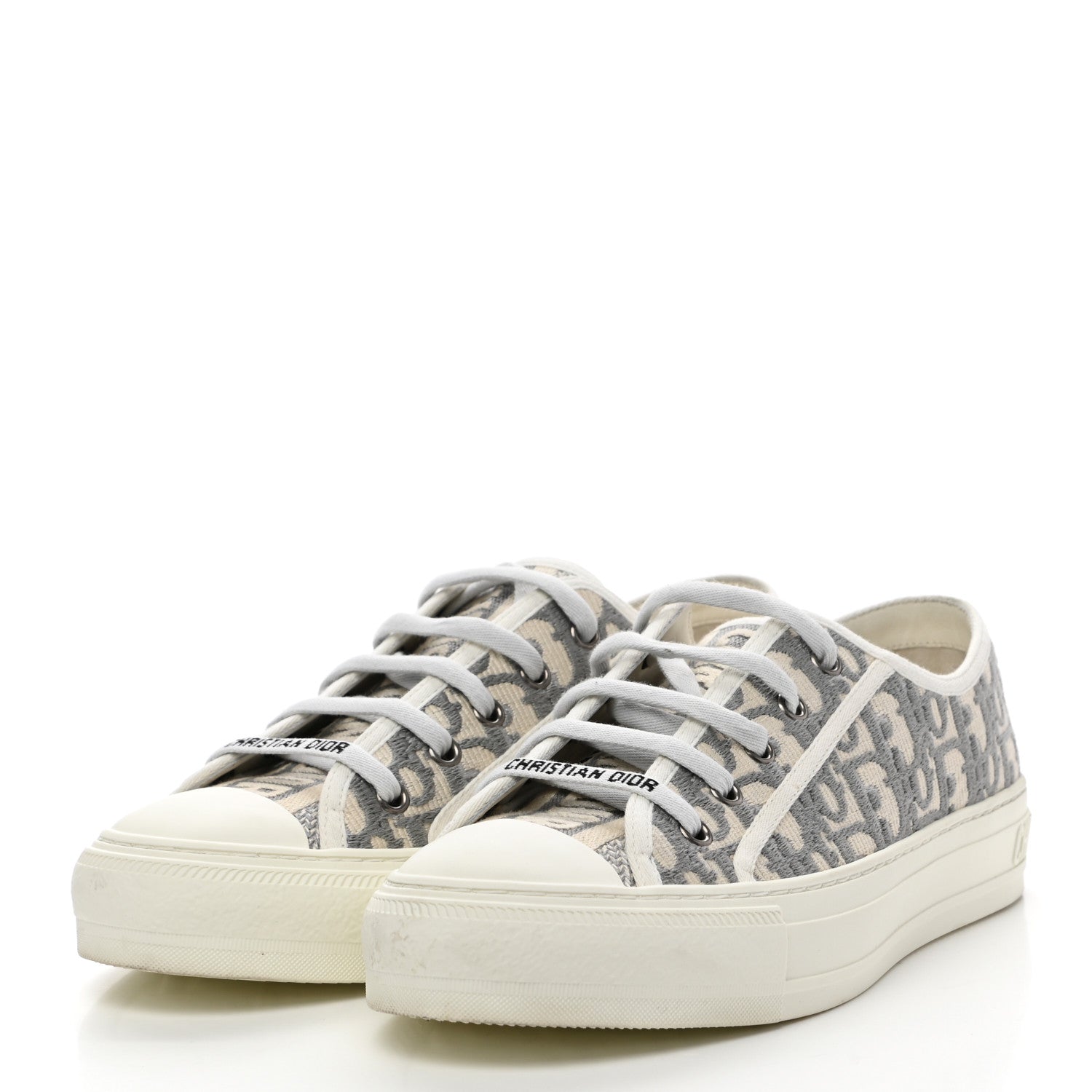 Christian Dior Canvas Oblique Walk'N'Dior Low Top Sneakers 39 Grey Stone 3 of 11