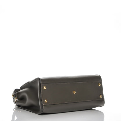 Fendi Vitello Seta Shiny Nappa Medium Peekaboo Iconic Satchel Carbone Blue 4 of 9