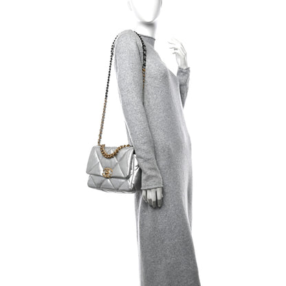 Chanel Metallic Lambskin Quilted Medium Chanel 19 Flap Silver 2 of 11