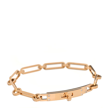 Hermes 18K Yellow Gold Diamond PM Kelly Chaine Bracelet SH 1 of 4