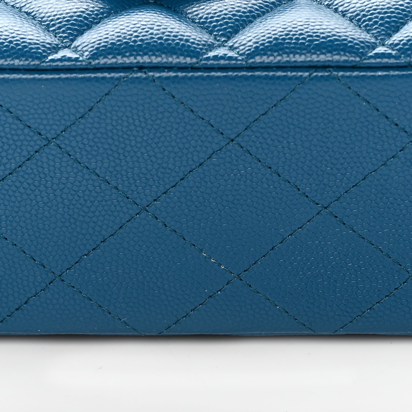 Caviar Quilted Medium Double Flap Dark Turquoise