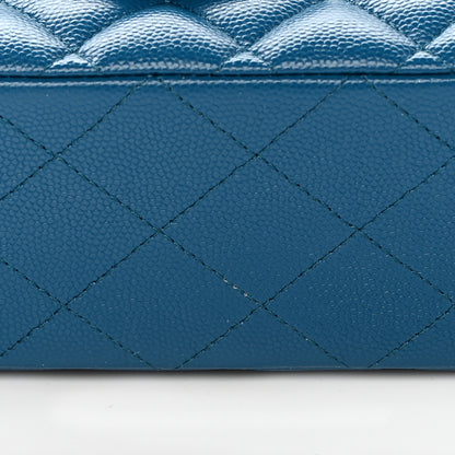 Chanel Caviar Quilted Medium Double Flap Dark Turquoise 13 of 14