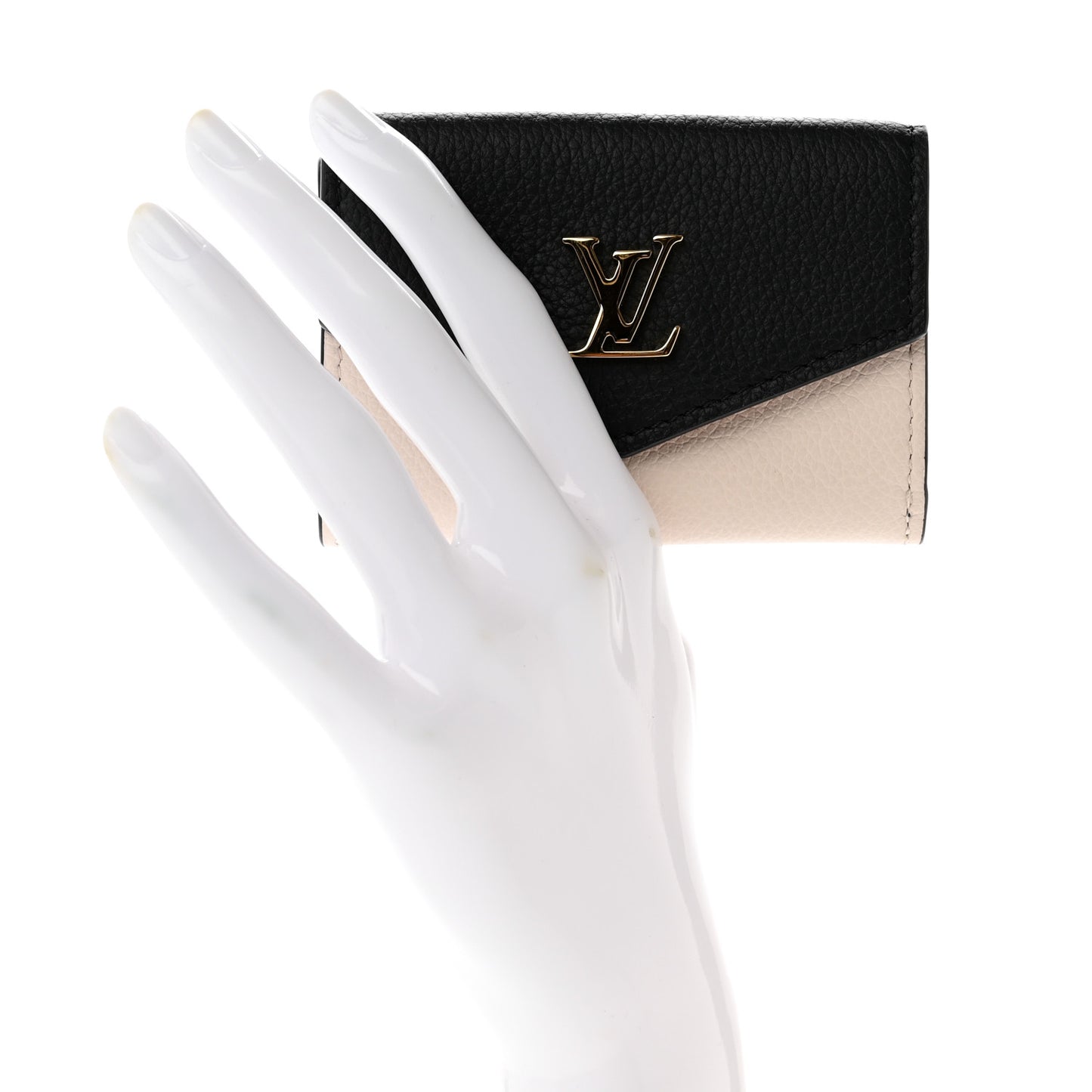 Calfskin Lockmini Wallet Black Cream Pink